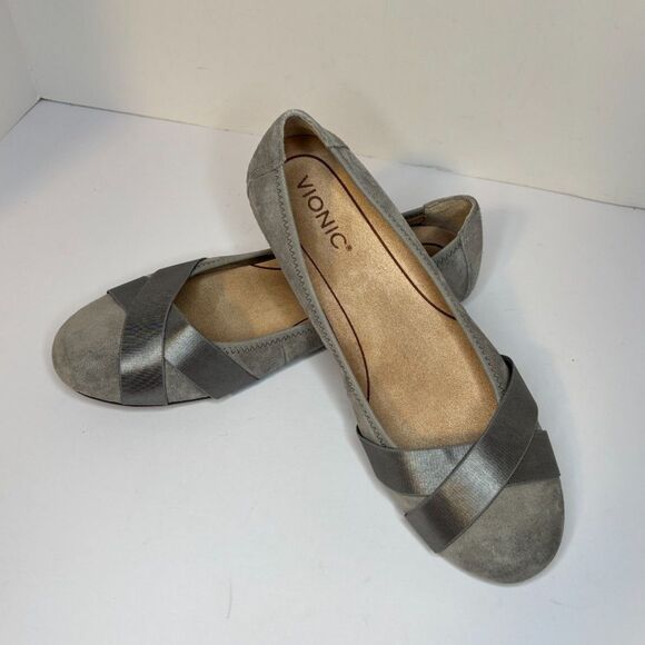 Vionic Shoes - Vionic Metallic Gray Loafers